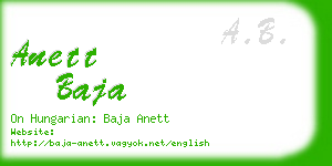 anett baja business card